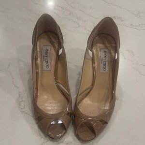 Jimmy Choo Nude Patent Leather Heels
